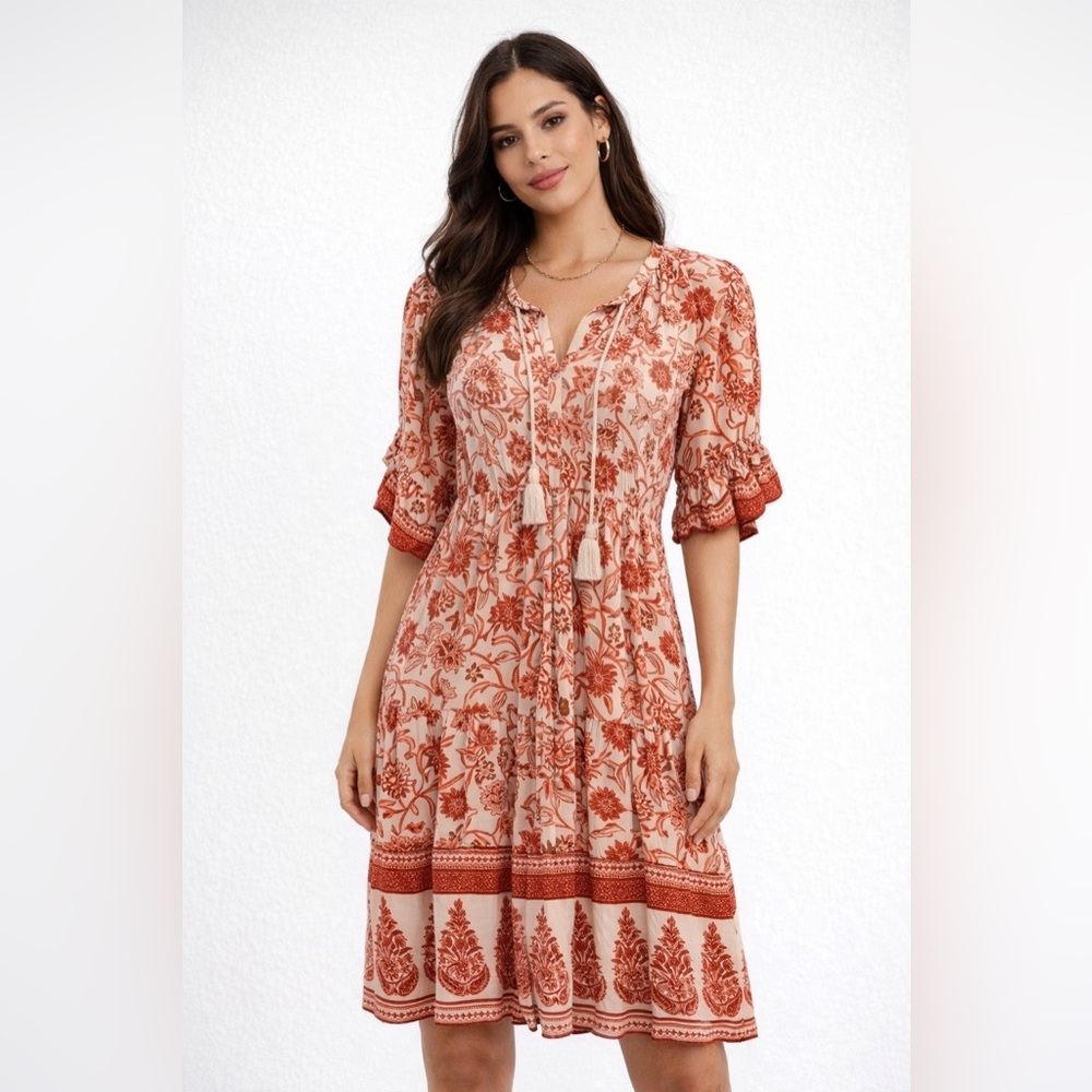 BAND OF THE FREE Floral Red and White Dress NWT